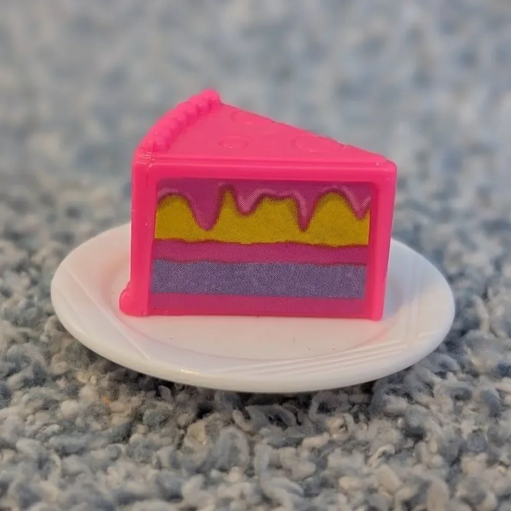 Barbie Bakery Hot Pink Yellow Purple Cake Slice On Plate Doll Home Accessory